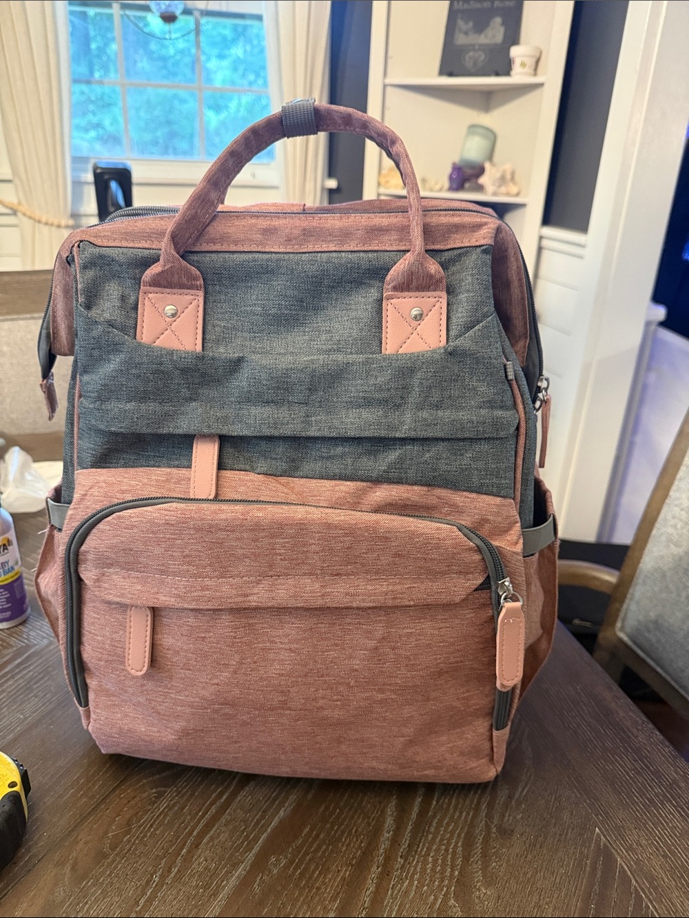 Classic Two-Tone diaper Bag - Gray and Dusty Rose